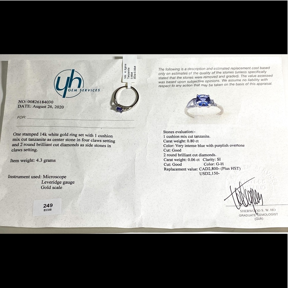 14K, Tanzanite, Diamond Appraised Ring (6.5) - Picture 6 of 10